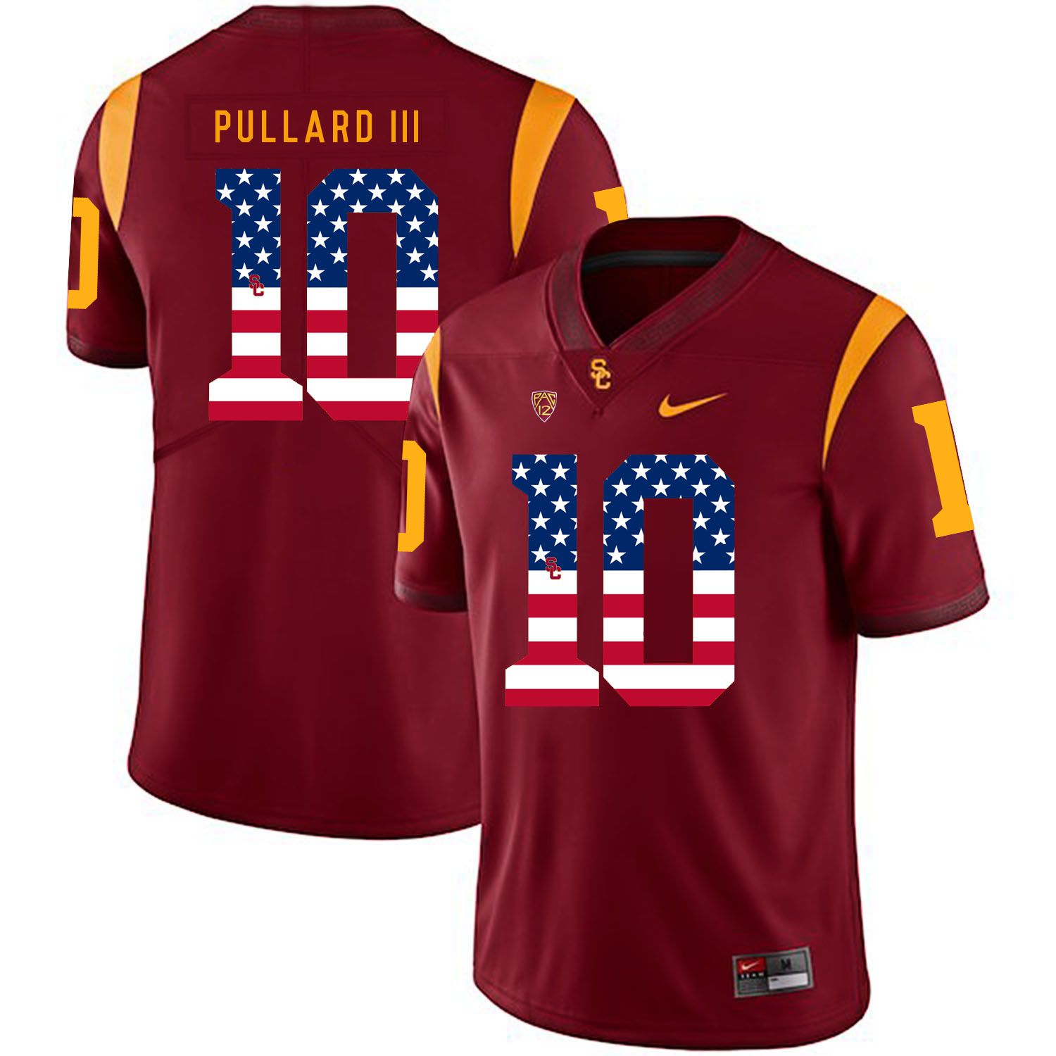 Men USC Trojans #10 Pullard iii Red Flag Customized NCAA Jerseys